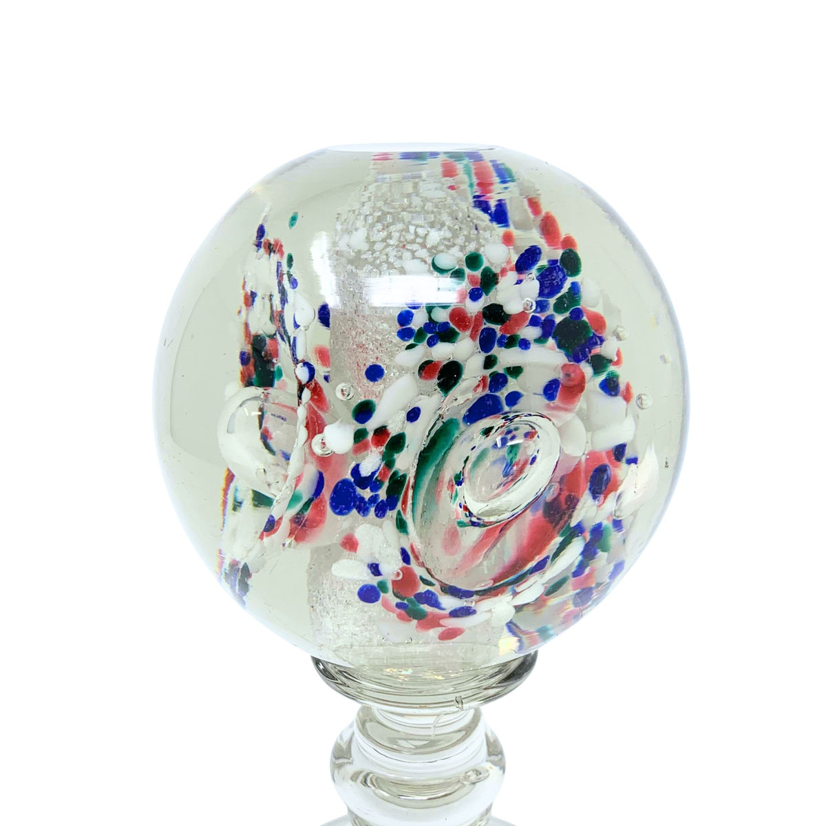 Early 20th C. Art Glass Footed Globe Paperweight