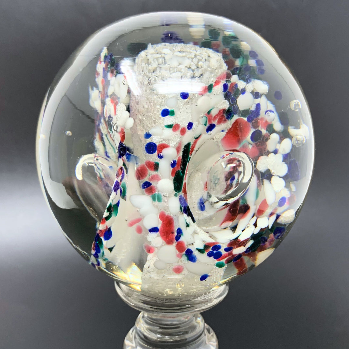 Early 20th C. Art Glass Footed Globe Paperweight