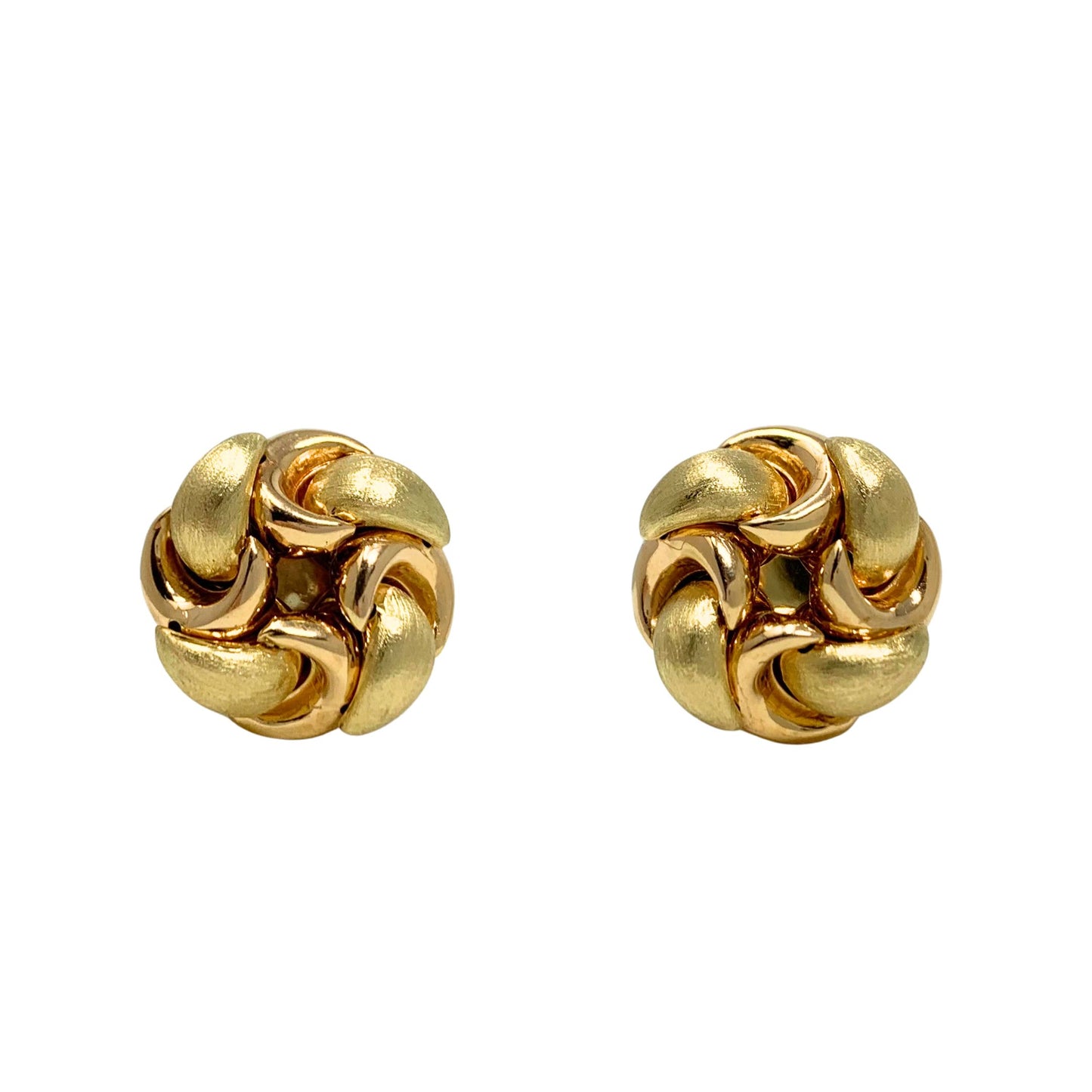 18K Italian Designer 18mm Button Omega-Back Earrings