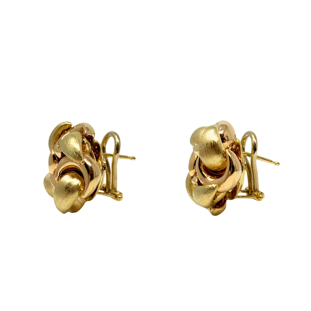 18K Italian Designer 18mm Button Omega-Back Earrings