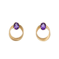 14K Gold Amethyst Multi-Hoop Earrings