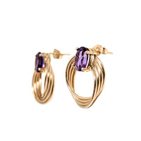 14K Gold Amethyst Multi-Hoop Earrings