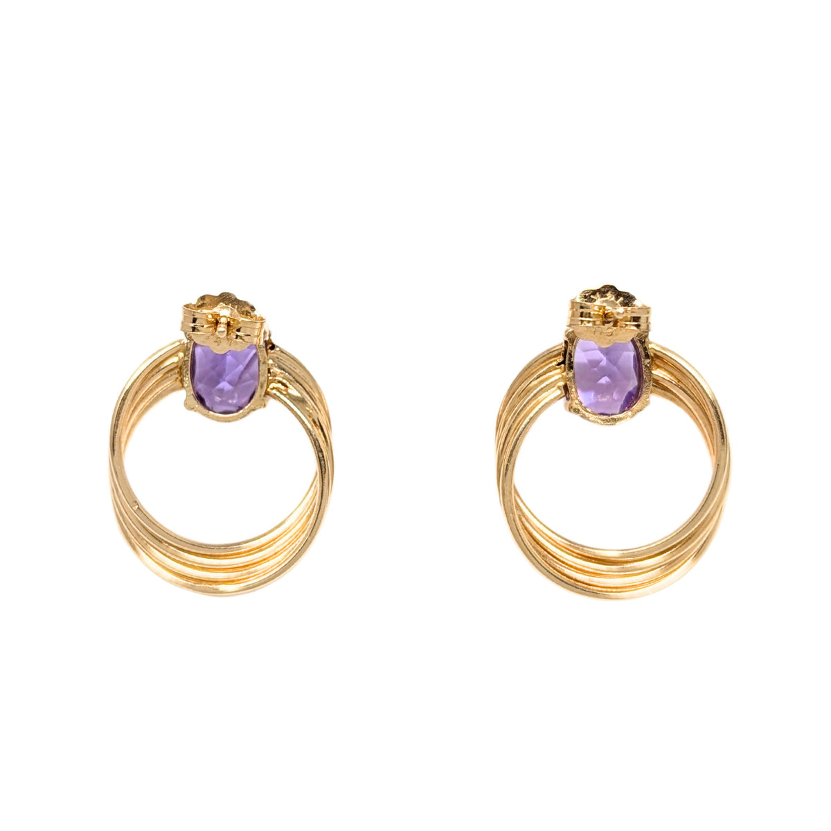 14K Gold Amethyst Multi-Hoop Earrings