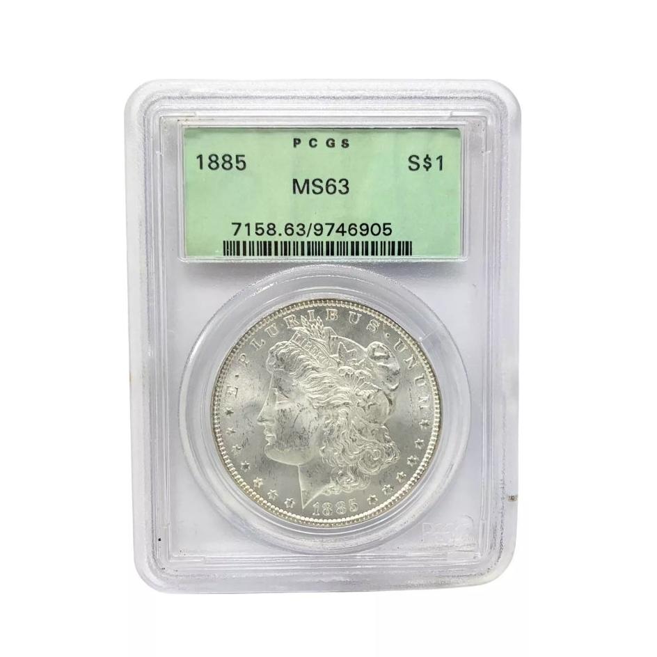 1885 PCGS MS63 Morgan Silver Dollar (Old Green Holder)