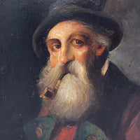 Portrait of a Bearded Man with Pipe Oil on Canvas by Hans Tiel, Germany ca. 1900