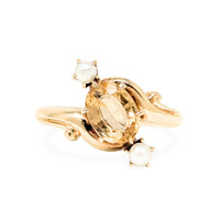 14K Gold Citrine & Pearl Ring - Size 4.25