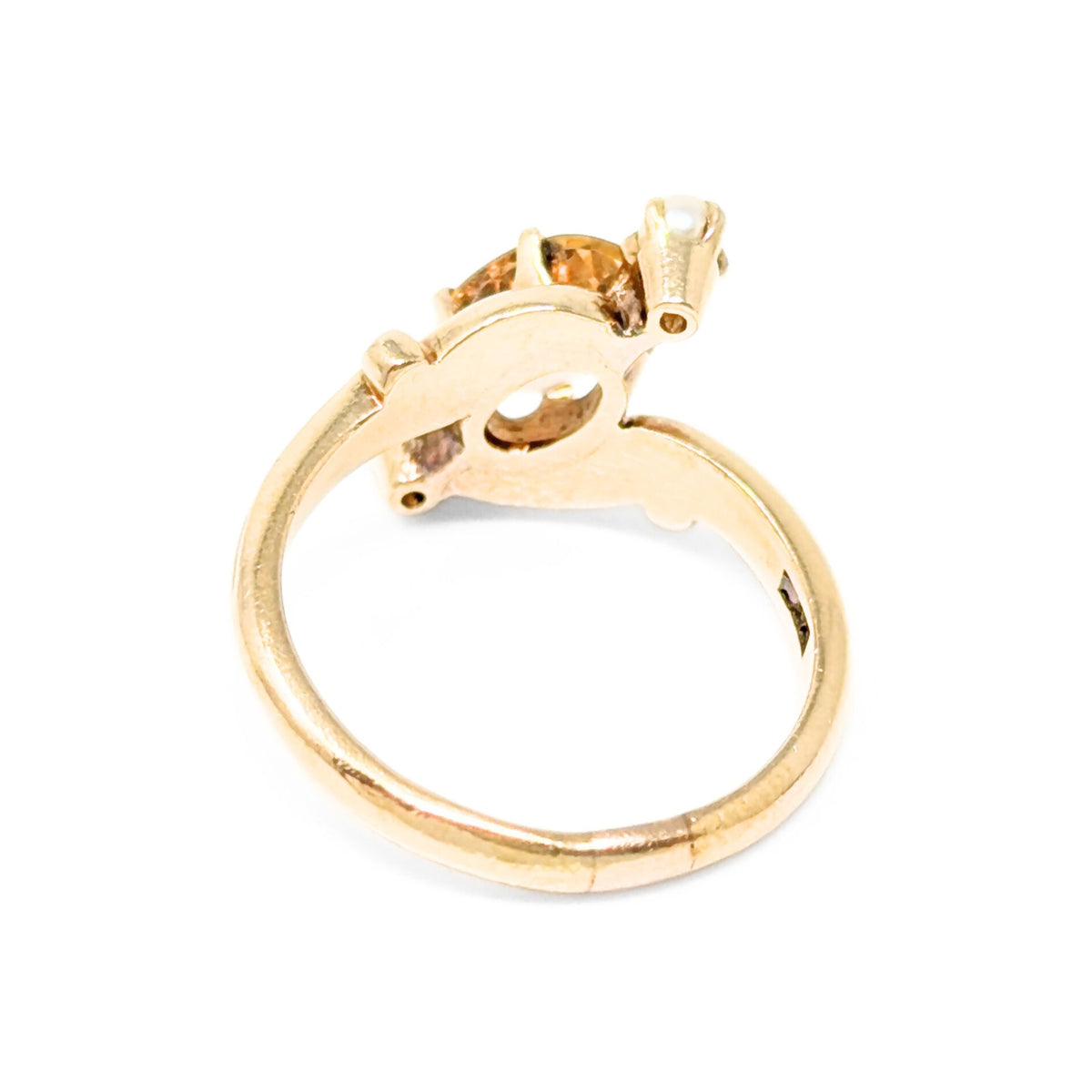 14K Gold Citrine & Pearl Ring - Size 4.25