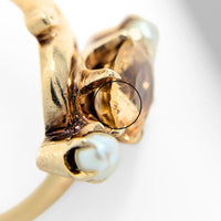14K Gold Citrine & Pearl Ring - Size 4.25