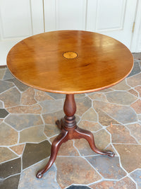 English Cherry Inlaid Tilt-Top Table