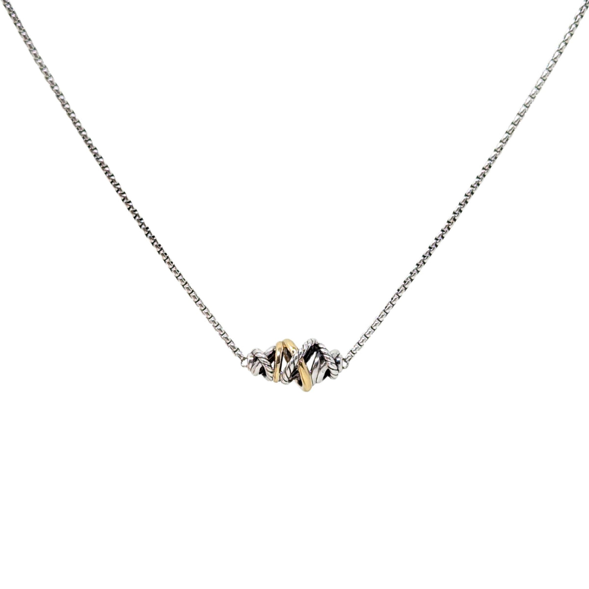 David Yurman Sterling/18K Crossover Single Station Pendant Necklace, 16" - 18"