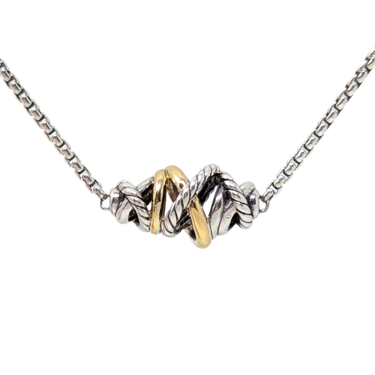 David Yurman Sterling/18K Crossover Single Station Pendant Necklace, 16" - 18"