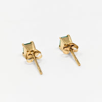 14K Gold Natural Emerald Stud Earrings