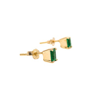 14K Gold Natural Emerald Stud Earrings