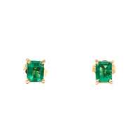 14K Gold Natural Emerald Stud Earrings