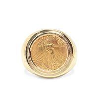 Men’s $5 1/10ozt US Gold Eagle 14K Gold Ring - Size 11.25