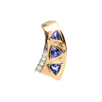 14K Gold Modern Tanzanite & Diamond Slide Pendant