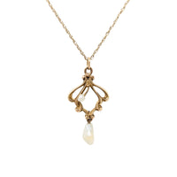 10K Gold & Pearl Victorian Pendant Necklace