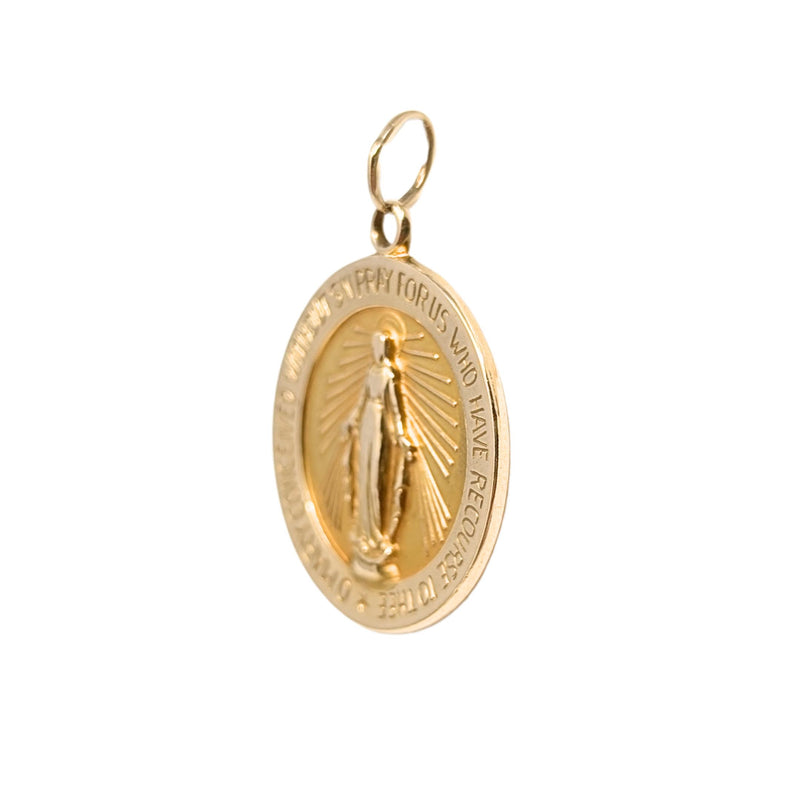 14K Gold Miraculous Medal Pendant