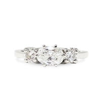 14K White Gold Three Diamond Engagement Ring - Size 5.25