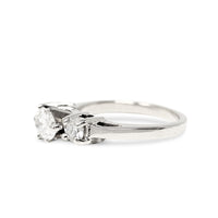 14K White Gold Three Diamond Engagement Ring - Size 5.25