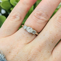 14K White Gold Three Diamond Engagement Ring - Size 5.25