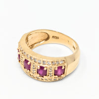 14K Gold Red Topaz & Diamond Ring & Earrings Set