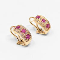 14K Gold Red Topaz & Diamond Ring & Earrings Set