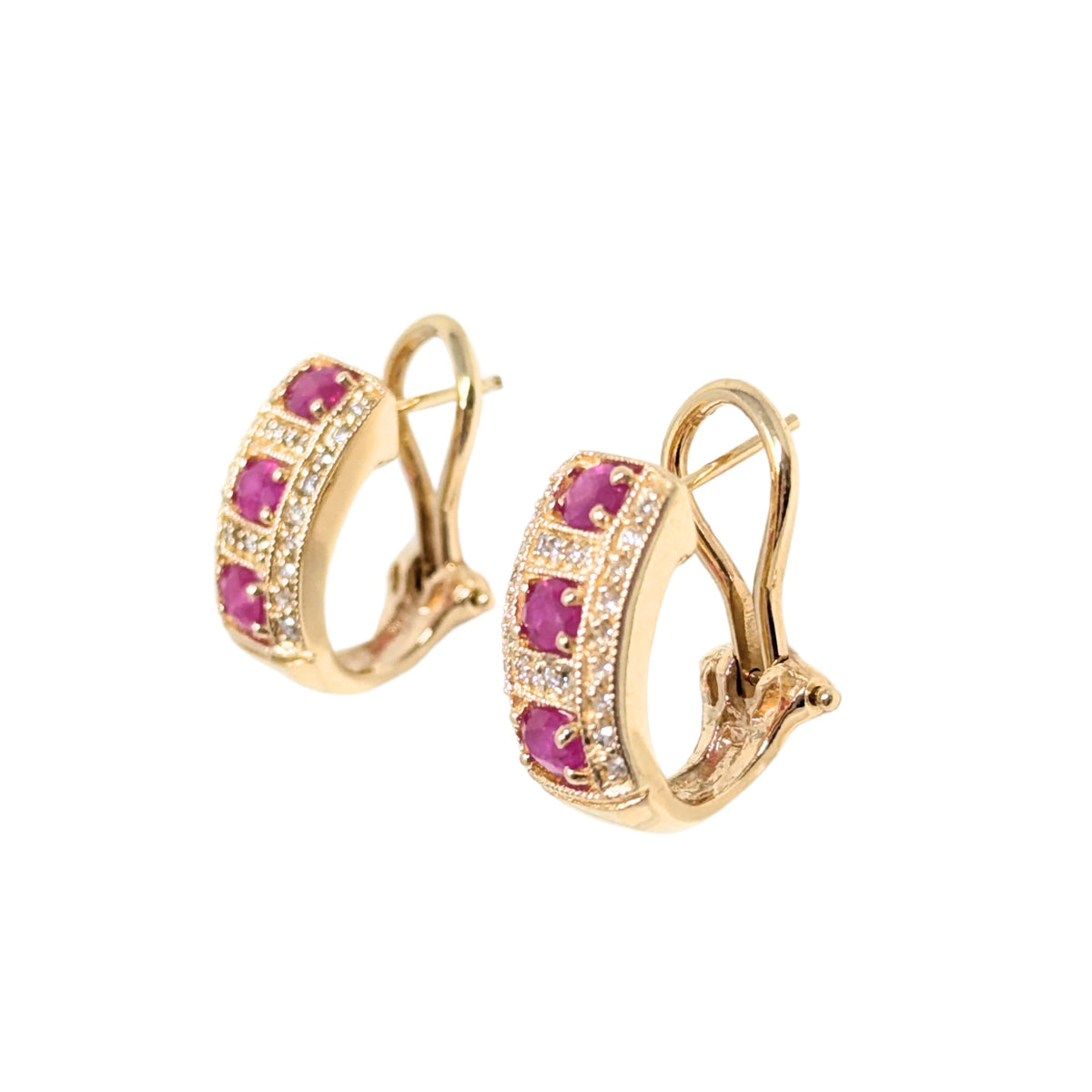 14K Gold Red Topaz & Diamond Ring & Earrings Set