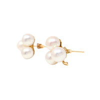 14K Gold Triple Pearl Earrings