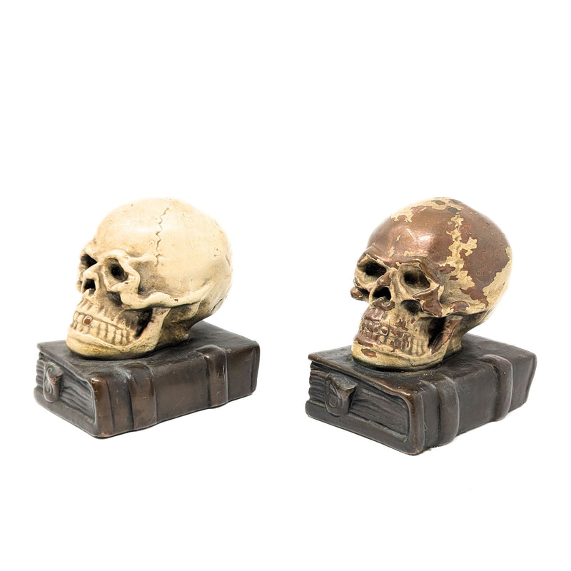 Armor Bronze Company Skull on Book Bookends (Pair)