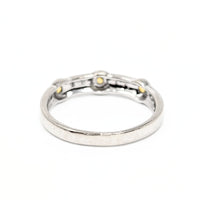 18K White Gold, Yellow Topaz & Diamond Band - Size 6.5