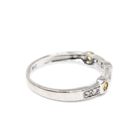 18K White Gold, Yellow Topaz & Diamond Band - Size 6.5