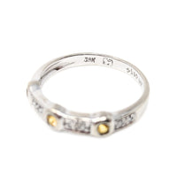 18K White Gold, Yellow Topaz & Diamond Band - Size 6.5