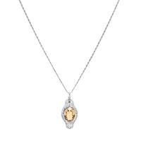 Antique Sterling Faux Citrine Filigree Necklace