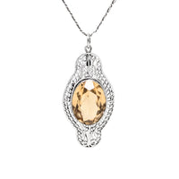 Antique Sterling Faux Citrine Filigree Necklace