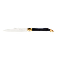 Set of 12 Laguiole France Black/Gold Bee Steak Knives & Wooden Boxes
