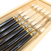 Set of 12 Laguiole France Black/Gold Bee Steak Knives & Wooden Boxes