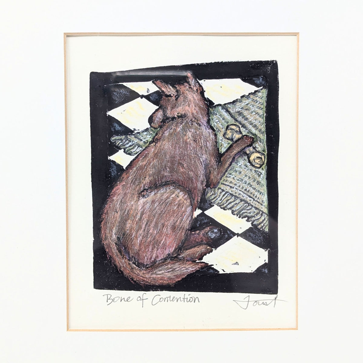 Mixed Media on Paper Dog Illustrations by Joust, ca. 2000 (Pair)