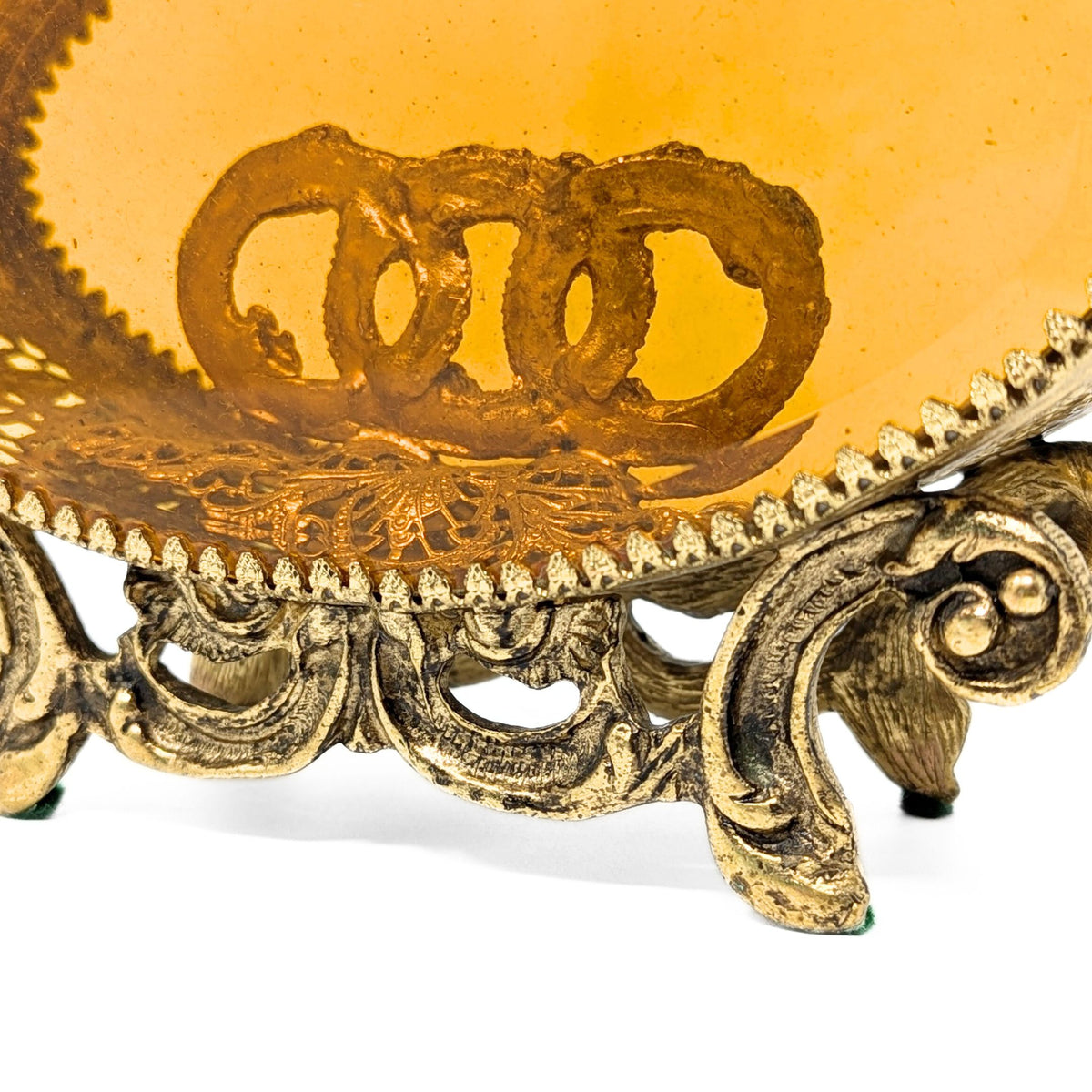 Vintage Ormolu Gold Filigree 9" Perfume Bottle