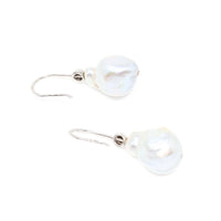 18K White Gold, Baroque Pearl, & Diamond Drop Earrings