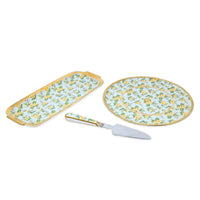Paul Pastaud Limoges Porcelain Buttercup/Lily of the Valley Cake Service (3pcs)