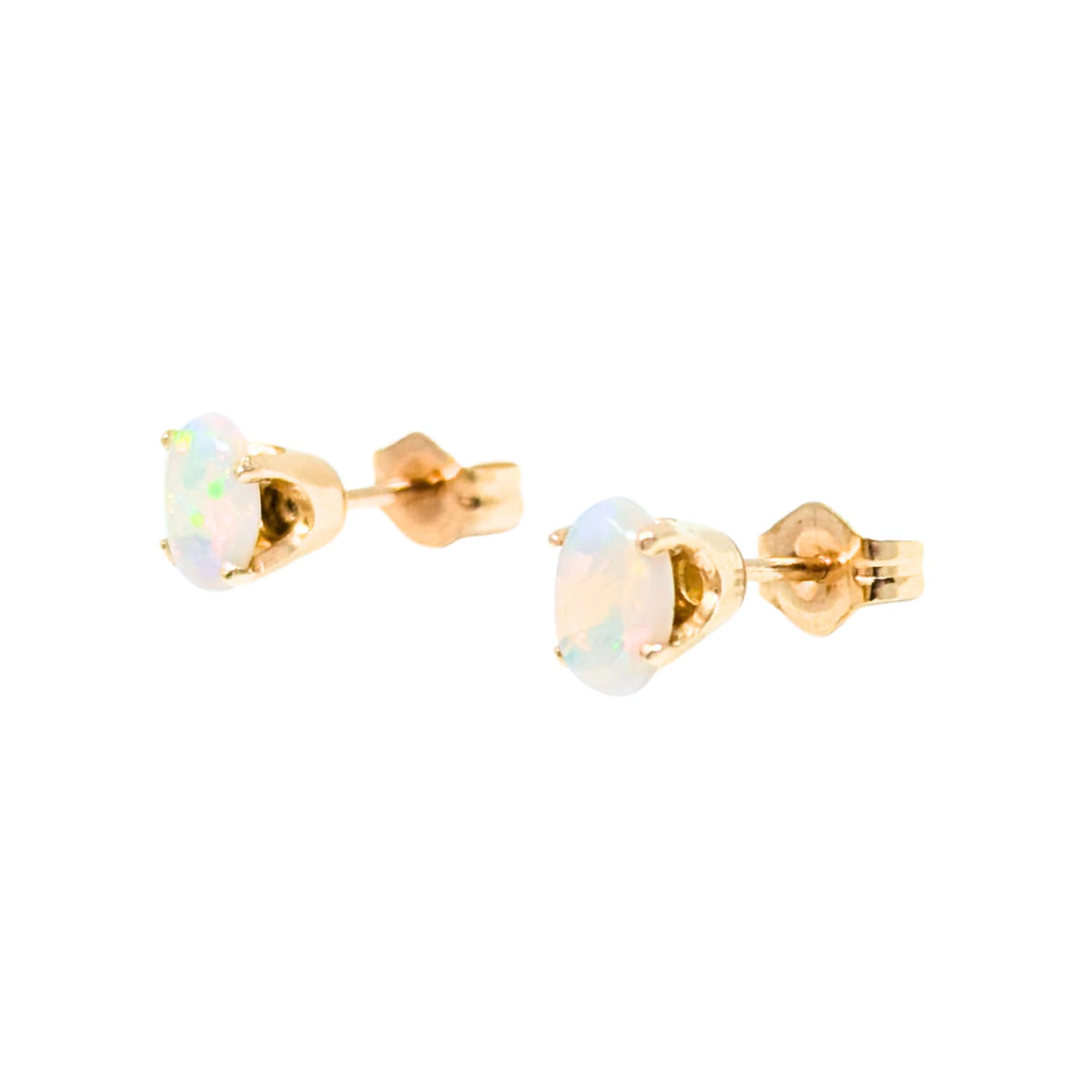 14K Gold Fire Opal Stud Earrings