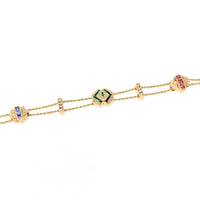 Joshua 14K Gold, Diamond, Emerald, Amethyst, & Tourmaline Slide Charm Bracelet