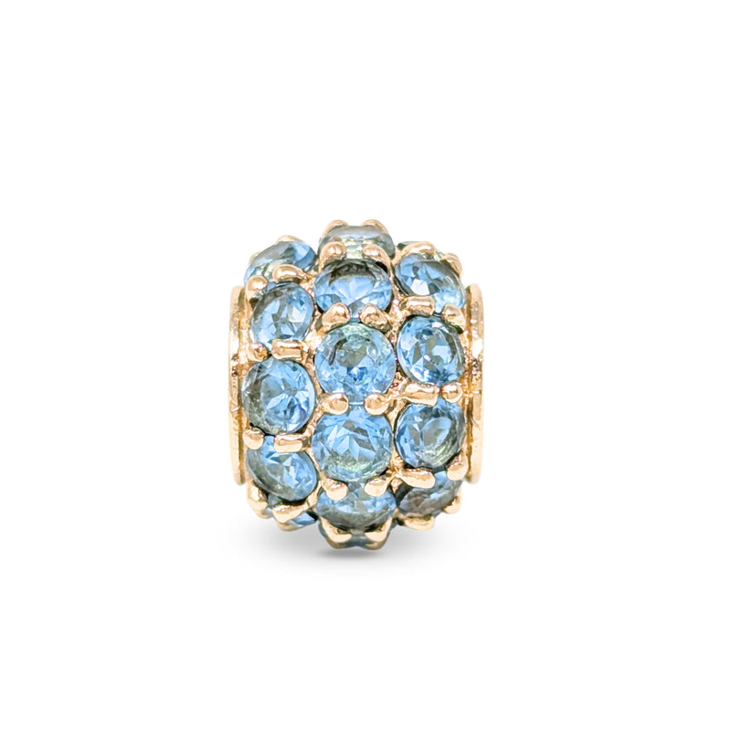 10K Gold Blue Topaz Slide Bead/ Charm