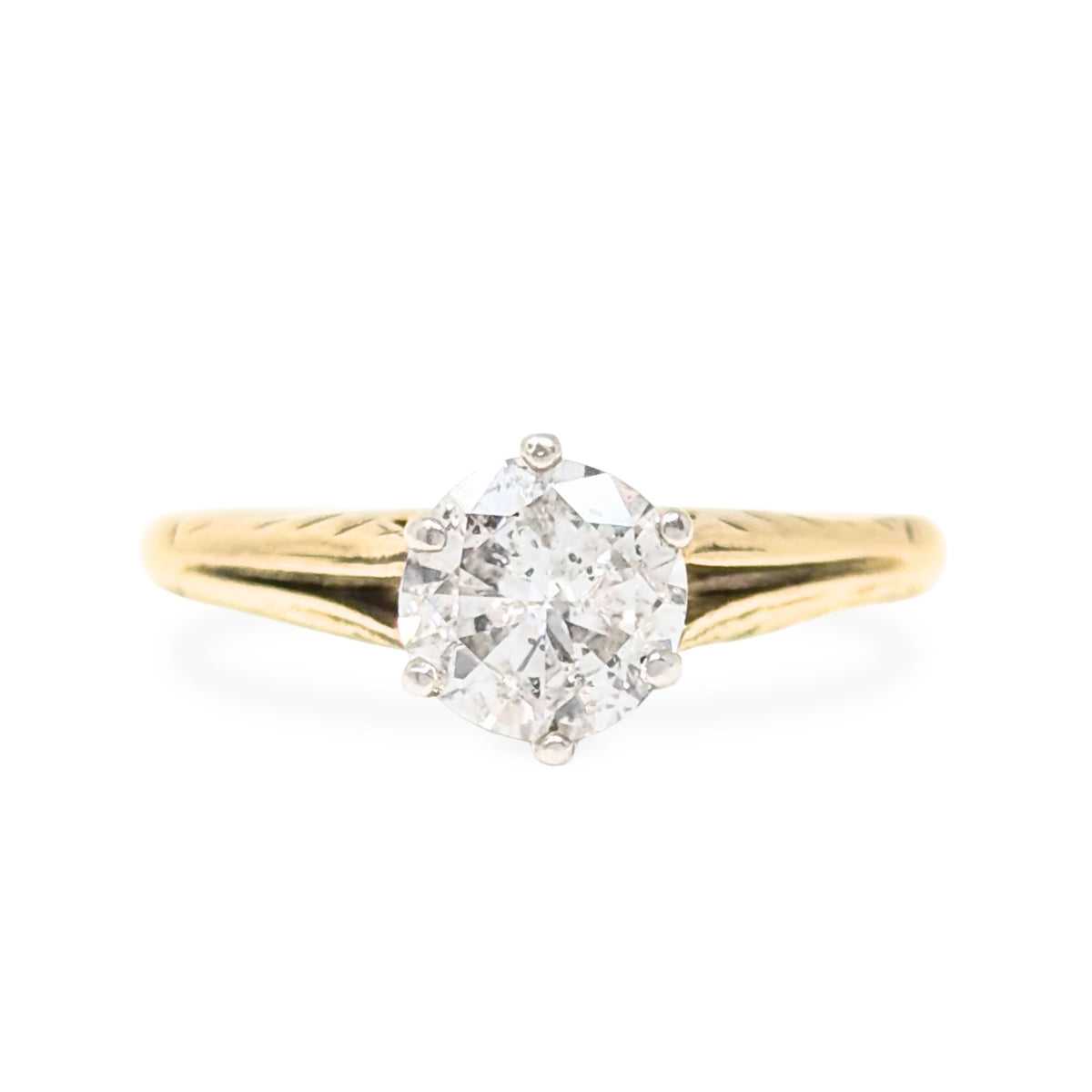 Vintage 14K Gold .80ct Solitaire Diamond Engagement Ring - Size 6