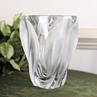 Vintage Lalique France "Ingrid" Crystal Leaf/Flower Vase, 10.5"
