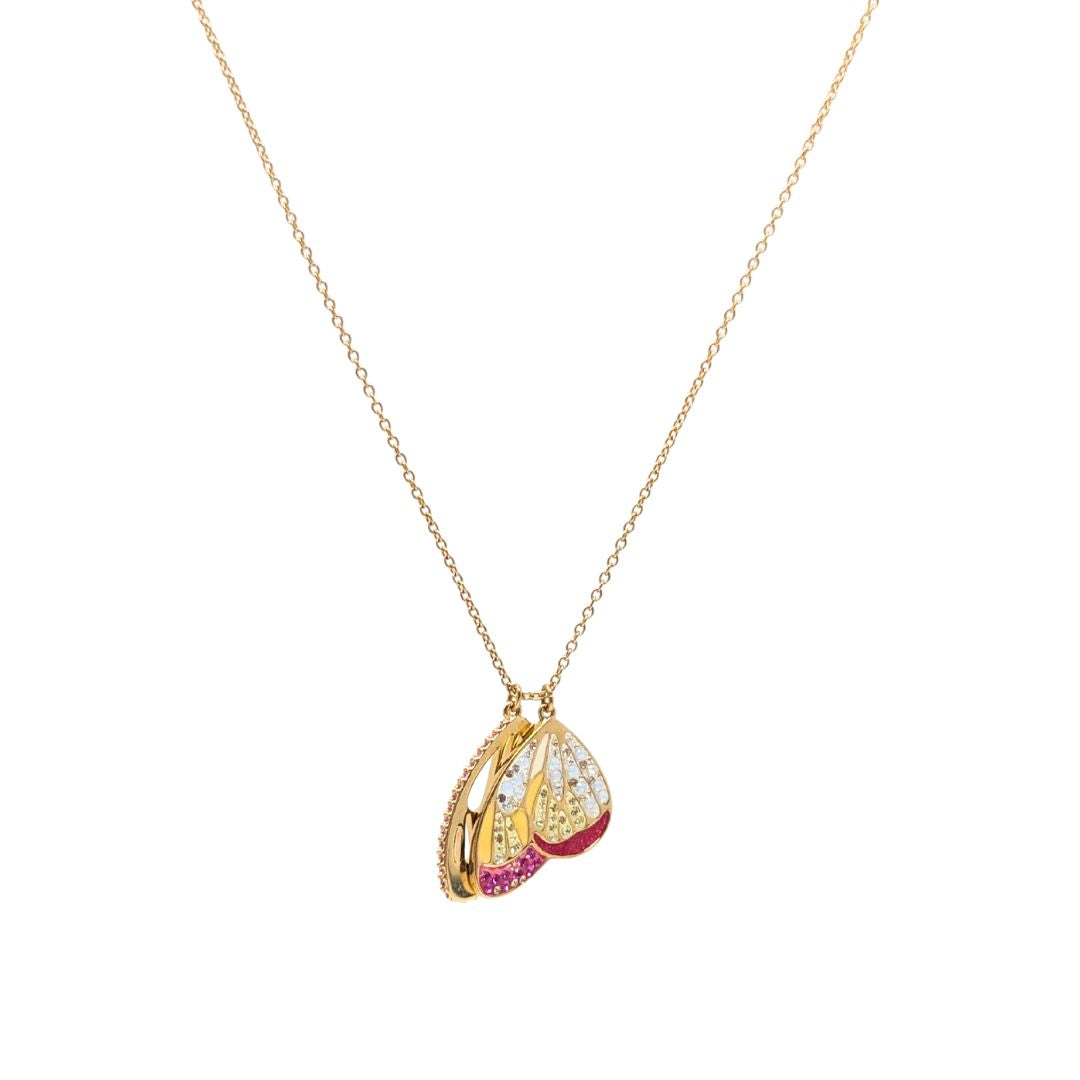 Authentic Swarovski Noisette Butterfly Pendant Necklace Gold Plated Multi Crystal