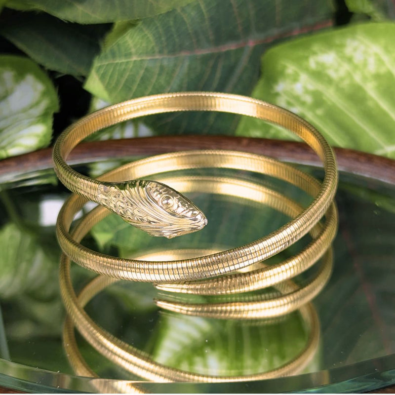 1940s Forstner Gold Filled Snake Wrap Bracelet Coiled Serpent w/Original Box