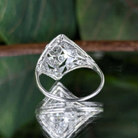 Antique Platinum & Diamond Filigree Ring - Size 7 W/ Papers