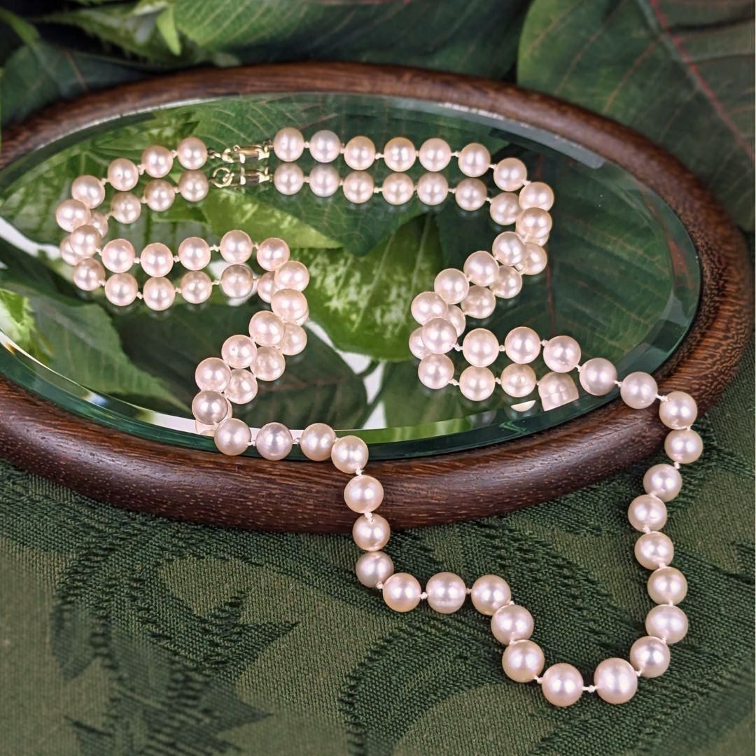 20" Genuine Pink Cultured Pearl Necklace 58-Count 6.5-7.3mm 14K Clasp
